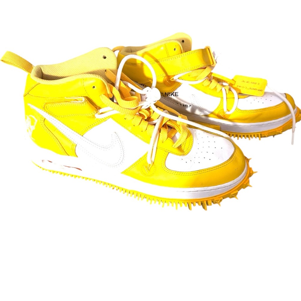 Off-White Nike Men’s  Size 12 Bright Yellow and White Sneakers